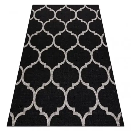 TAPPETO DI SPAGO SIZAL FLOORLUX 20608 Traliccio marocchino nero / argento