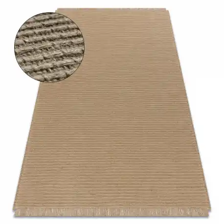 Tappeto JUTA 3651 beige scuro un colore - juta, tessitura piatta, frange