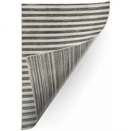 Tappeto DI SPAGO A DUE LATI SIZAL DOUBLE 29203/092 STRISCE FASCETTE grigio/nero