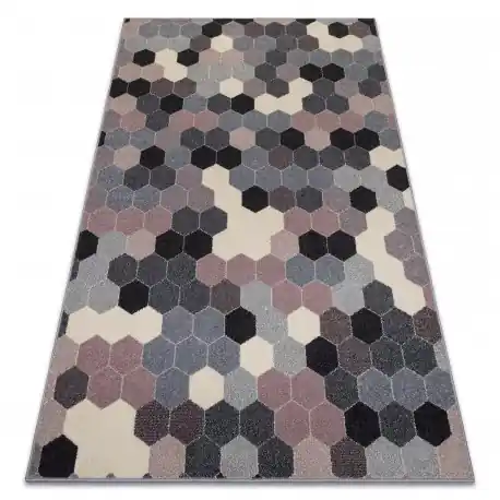 Tappeto HEOS 78537 grigio / rosa / crema Esagono