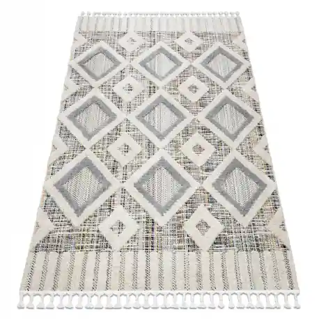 Tappeto SEVILLA Y523C diamanti grigio / giallo Frange berbero marocchino shaggy
