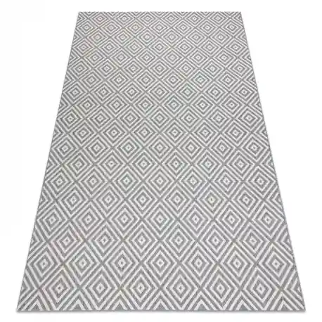 Tappeto SIZAL FLAT 48607637 Quadri Rombi grigio / crema