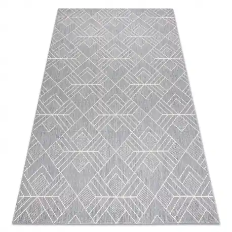 Tappeto SIZAL FLAT 48731637 Quadri Rombi, Geometrico grigio / crema