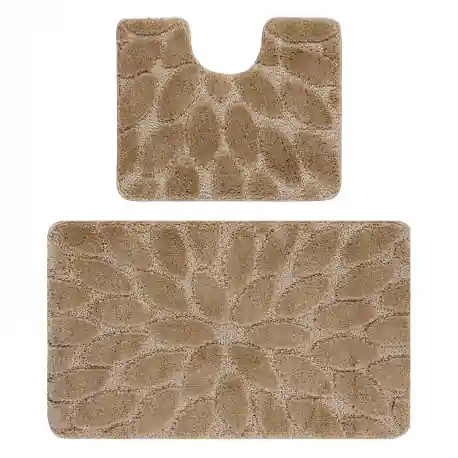 Set da bagno due pezzi tappeto SUPREME STONES, antiscivolo, morbido - beige