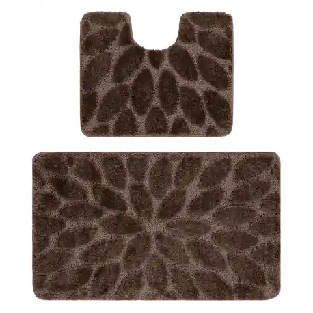 Set da bagno due pezzi tappeto SUPREME STONES, antiscivolo, morbido - marrone