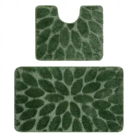 Set da bagno due pezzi tappeto SUPREME STONES, antiscivolo, morbido - verde