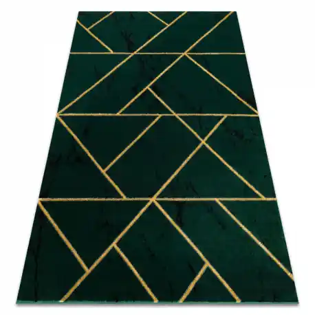 Tappeto EMERALD esclusivo 1012 glamour, elegante géométrique, Marmo verde bottiglia / oro