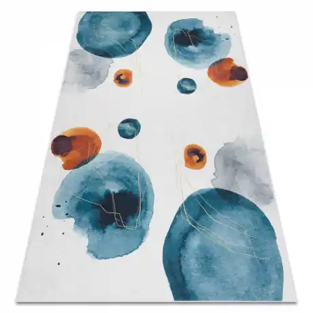 Tappeto lavabile ANDRE 1112 Astrazione antiscivolo - bianca / blu