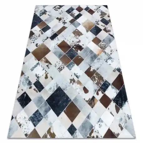 Tappeto PATCHWORK 21720 beige / marrone - Pelle di vacchetta, Diamanti