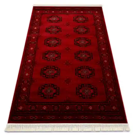 ORIENT 6871 tappeto bordeaux / nero Cornice, classico, ornamento, con frange