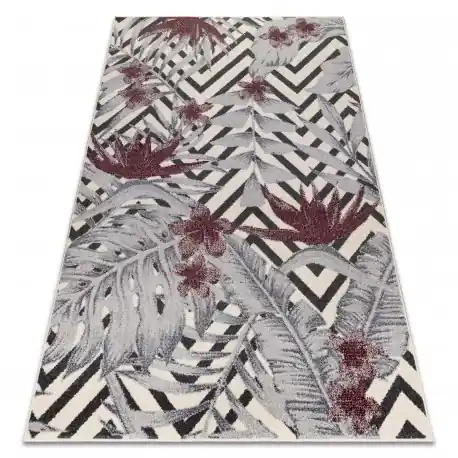 Tappeto HEOS 78540 crema / bordo FOGLIE GIUNGLA