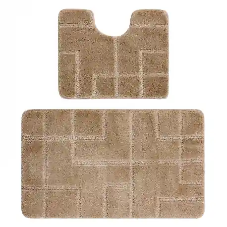 Set da bagno due pezzi tappeto SUPREME LINES, antiscivolo, morbido - beige
