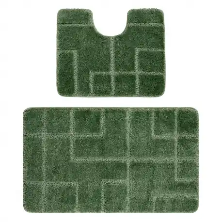 Set da bagno due pezzi tappeto SUPREME LINES, antiscivolo, morbido - verde