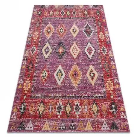 Tappeto moderno MUNDO D7701 diamanti boho da esterno rosa / beige