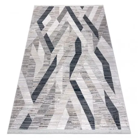 Tappeto moderno REBEC frange51166B Geometrico - due livelli di pile blu scuro / crema