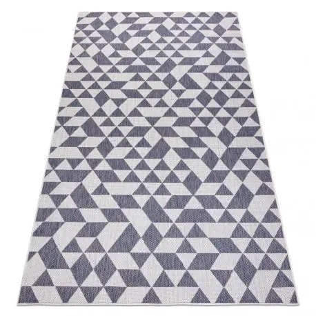 Tappeto SIZAL SION Geometrico, triangoli 22373 tessuto piatto ecru / blu / rosa