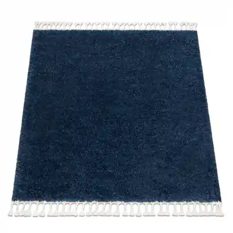 Tappeto BERBER quadrato 9000 blu scuro Frange berbero marocchino shaggy
