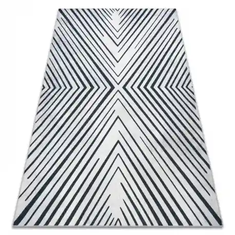 Tappeto lavabile ANDRE 2381 Strisce, geometrico antiscivolo grigio / nero - PRODOTTO DI SECONDO GRADO