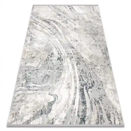 Tappeto TULS strutturale, frange 51328 vintage, astrazione avorio / grigio