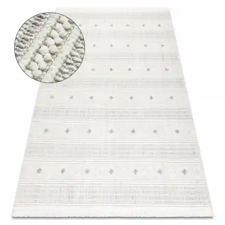 Tappeto NANO FH69A Diamanti, loop, tessuto piatto bianco / grigio