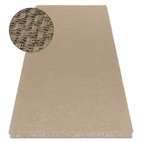 Tappeto JUTA 3731 beige scuro un colore - juta, tessitura piatta, frange