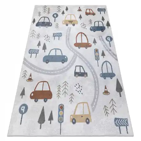 Tappeto BONO 8436 Automobili strada crema / grigio chiaro