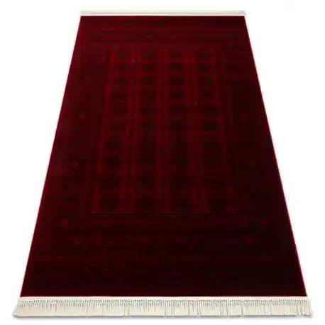 ORIENT 6889 tappeto bordeaux / nero Buchara, cornice, orientale, con frange