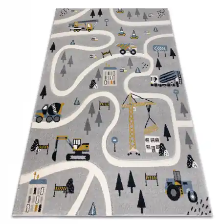 Tapis KIDDO 6111 grigio chiaro / bianco strade, edilizia pour enfants, sensoriel