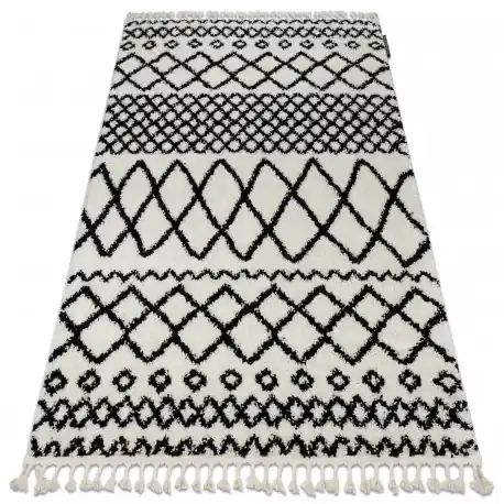Tappeto BERBER SAFI N9040 bianco / nero Frange berbero marocchino shaggy