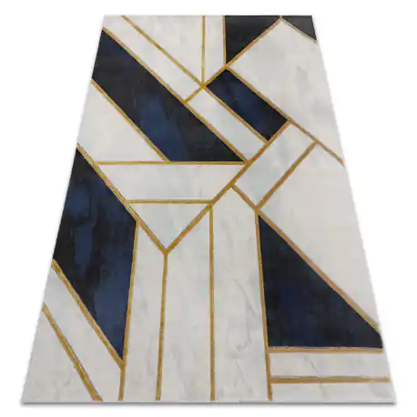Tappeto EMERALD esclusivo 1015 glamour, elegante Marmo, géométrique blu scuro / oro