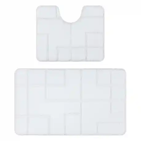 Set da bagno due pezzi tappeto SUPREME LINES, antiscivolo, morbido - bianco
