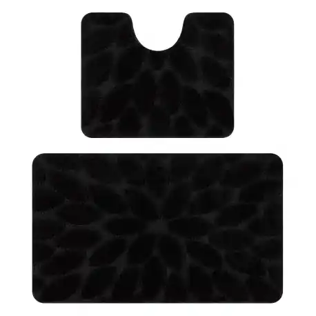 Set da bagno due pezzi tappeto SUPREME STONES, antiscivolo, morbido - nero