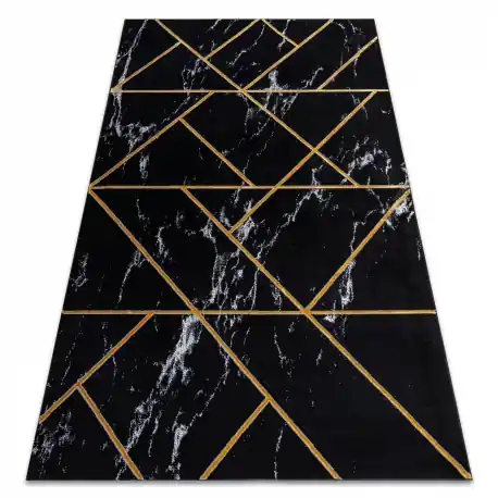 Tappeto EMERALD esclusivo 2000 glamour, elegante géométrique, Marmo nero / oro