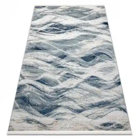 DISTIN 0849A blu navy / blu / bianco tappeto moderno - Onde, vintage, frange