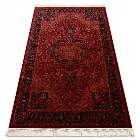 ORIENT Y307 tappeto bordeaux / nero Cornice, classico, ornamento, con frange