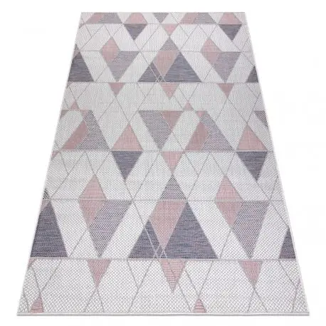 Tappeto SIZAL SION Geometrico, triangoli 3006 tessuto piatto ecru / rosa