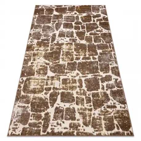 Tappeto MEFE moderno 6184 Pavimentazione mattone - Structural due livelli di pile beige scuro