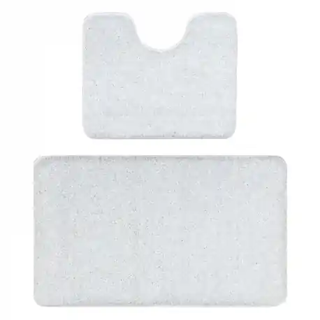Set da bagno in due pezzi tapetto SYNERGY, glamour, antiscivolo, morbido - lurex bianco