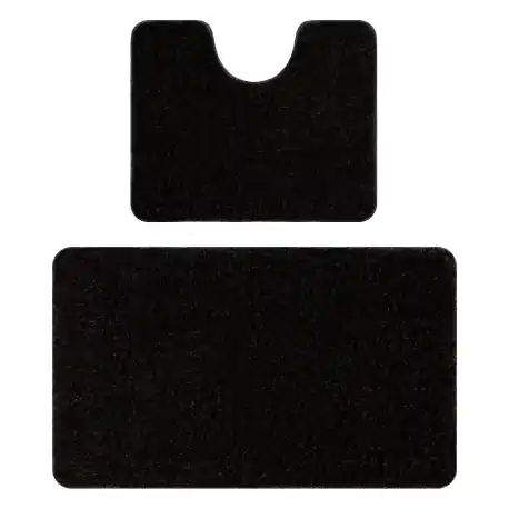 Set da bagno in due pezzi tapetto SANTA, pianura antiscivolo, morbido - nero