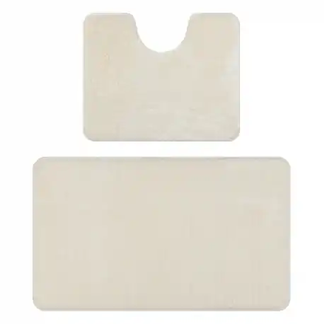 Set da bagno in due pezzi tapetto SANTA, pianura antiscivolo, morbido - bianco