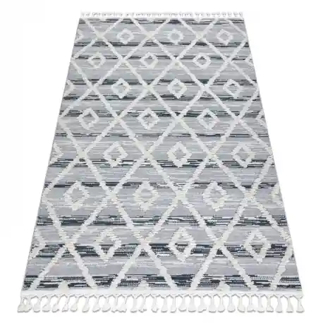 Tappeto SEVILLA Z555A traliccio, diamanti grigio / bianca Frange berbero marocchino shaggy