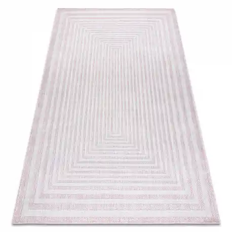 Tappeto SIZAL SION labirinto 22376 tessuto piatto rosa / ecru