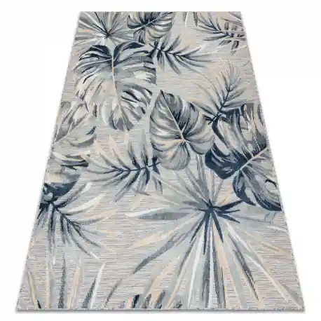 Tappeto strutturale BOTANIC 65265 Monstera se ne va sul balcone, terrazzo - grigio
