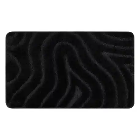 Tappeto da bagno SUPREME WAVES, cerchio, antiscivolo, morbido - nero