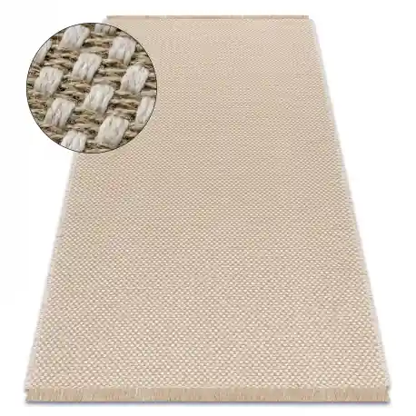 Tappeto JUTA 3731 crema / beige - juta, tessitura piatta, frange