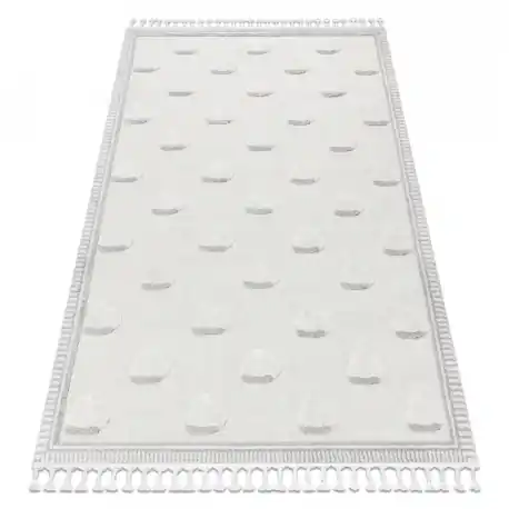 Tappeto YOYO GD62 bianco / grigio - Nuvole per bambini, strutturali, sensoriali Frange