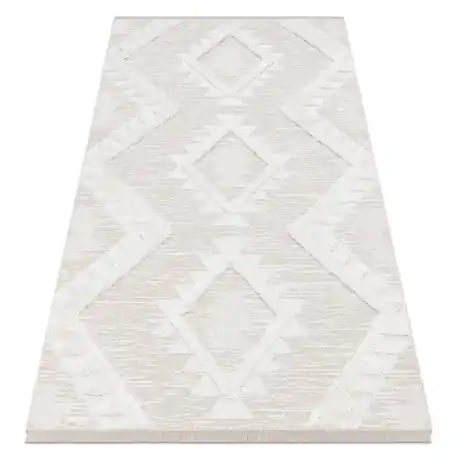 Tappeto ECO SIZAL BOHO MOROC Diamants 22312 franges - strutturale beige / crema, tappeto in cotone riciclato