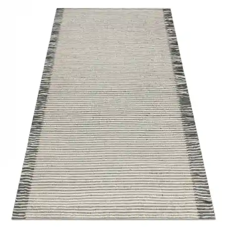 Tappeto in lana TAHAR 99003F crema / grigio - TESSUTO A MANO, Linee, frange