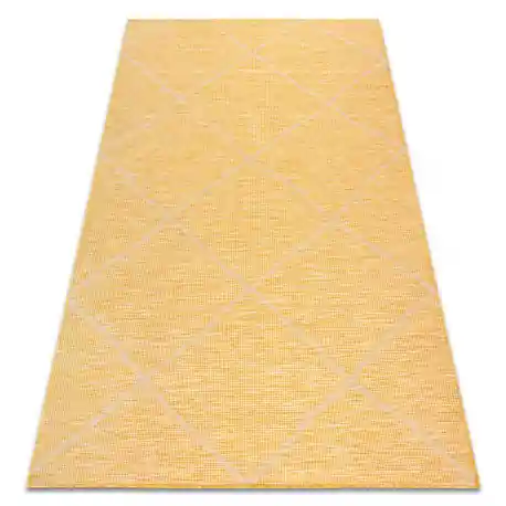 Tappeto SIZAL PATIO 3075 diamanti tessuto piatto giallo / beige