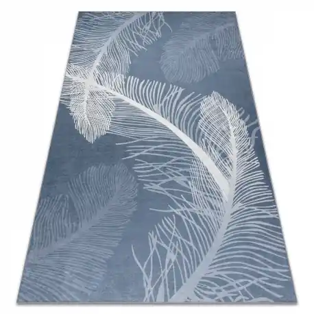 Tappeto lavabile ANDRE 1148 Piuma antiscivolo - blu